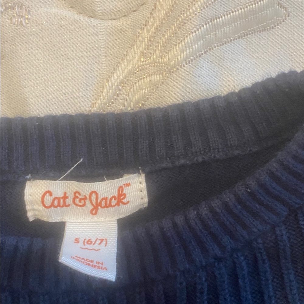 Cat & Jack Deep Blue Ribbed Sweater - Picture 2 of 3